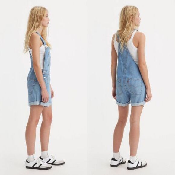 Levi's Denim - Levi's Vintage Two Horse Brand Denim Women Size XL Shortalls Bib Overalls Shorts